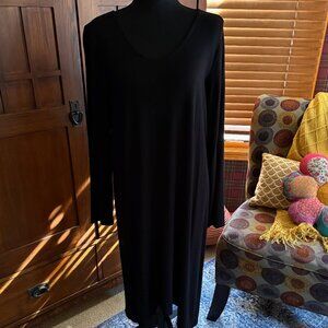 Eileen Fisher Simple Black Long Sleeve Dress Size Large